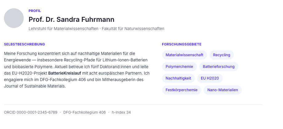 Personenprofil mit Forschungsfeldern