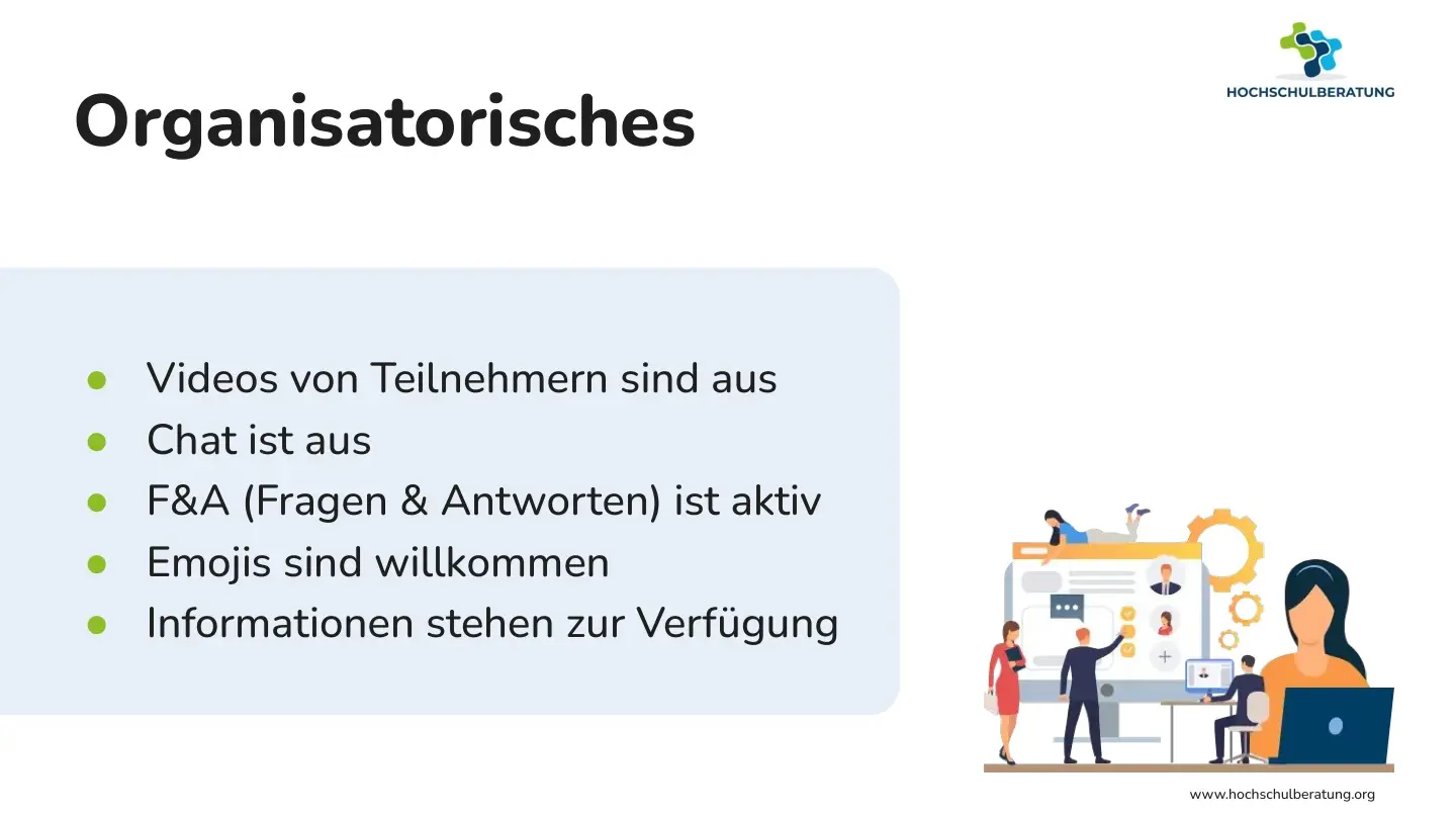 Folie 10: Organisatorisches