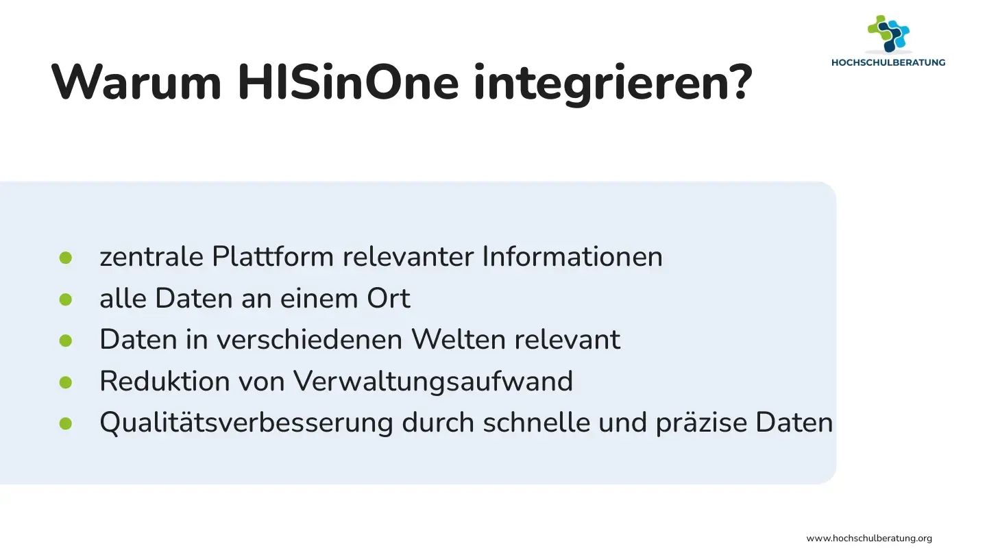 Folie 14: Warum HISinOne integrieren?