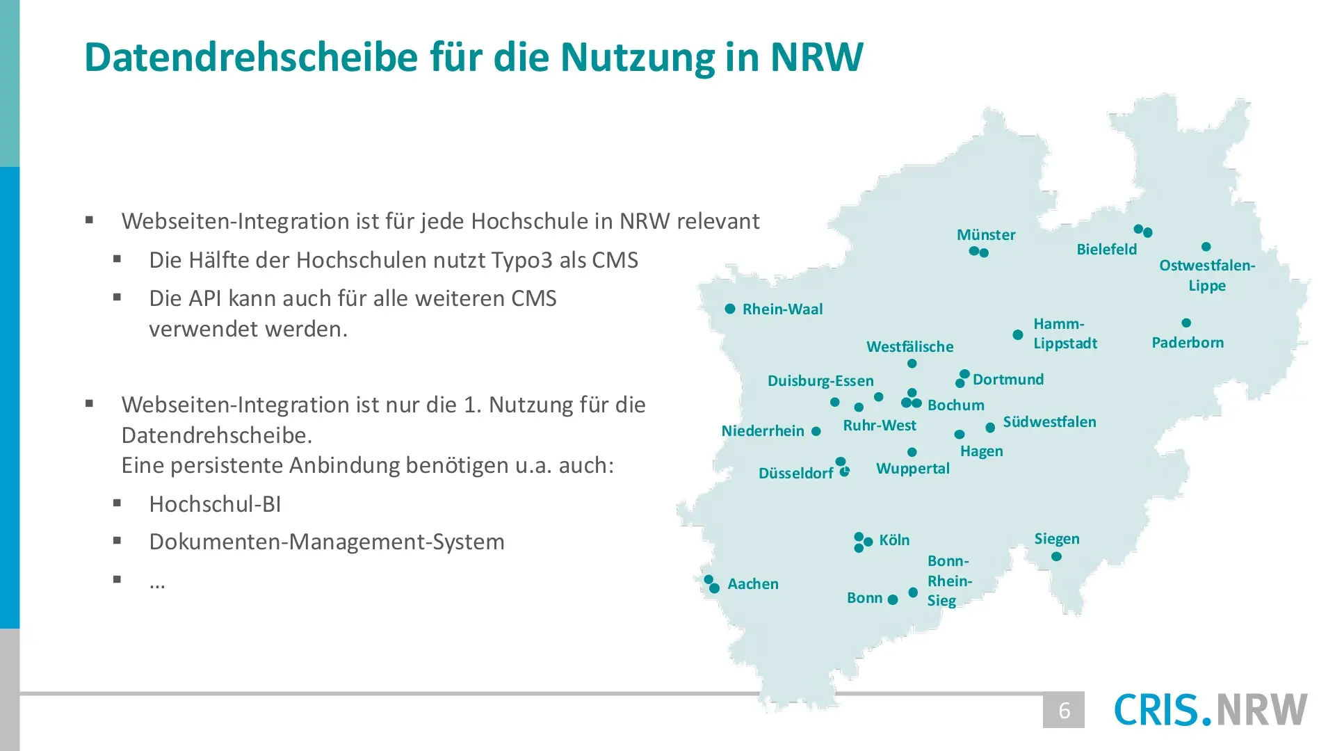 Folie 55: Datendrehscheibe für die Nutzung in NRW