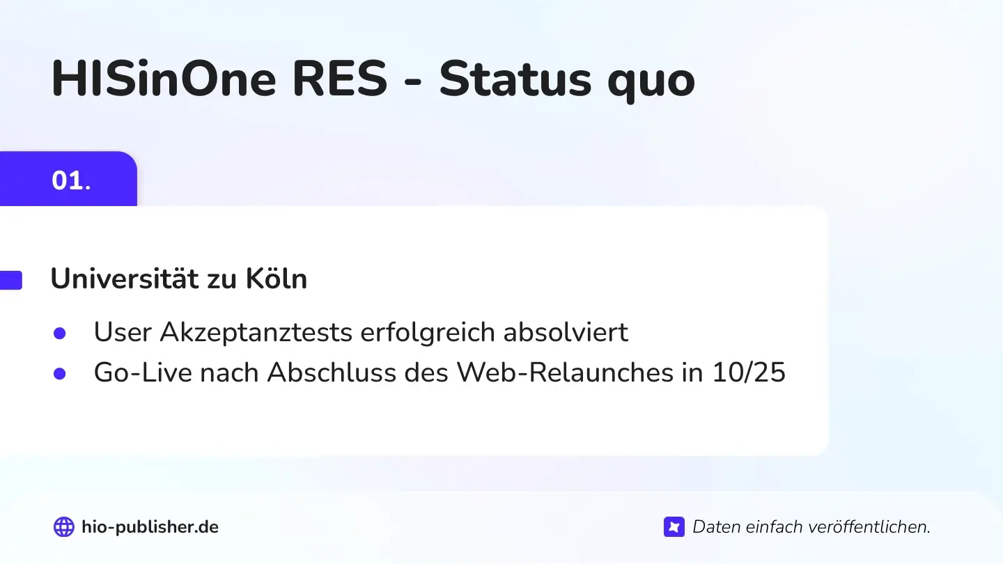 Folie 12: HISinOne RES - Status quo — Universität zu Köln