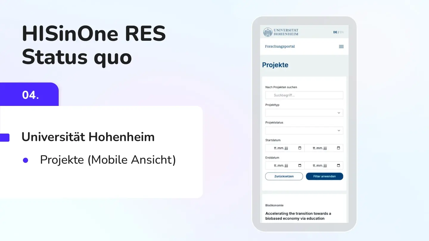 Folie 16: HISinOne RES Status quo — Universität Hohenheim
