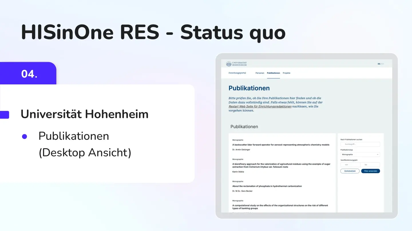 Folie 17: HISinOne RES - Status quo — Universität Hohenheim