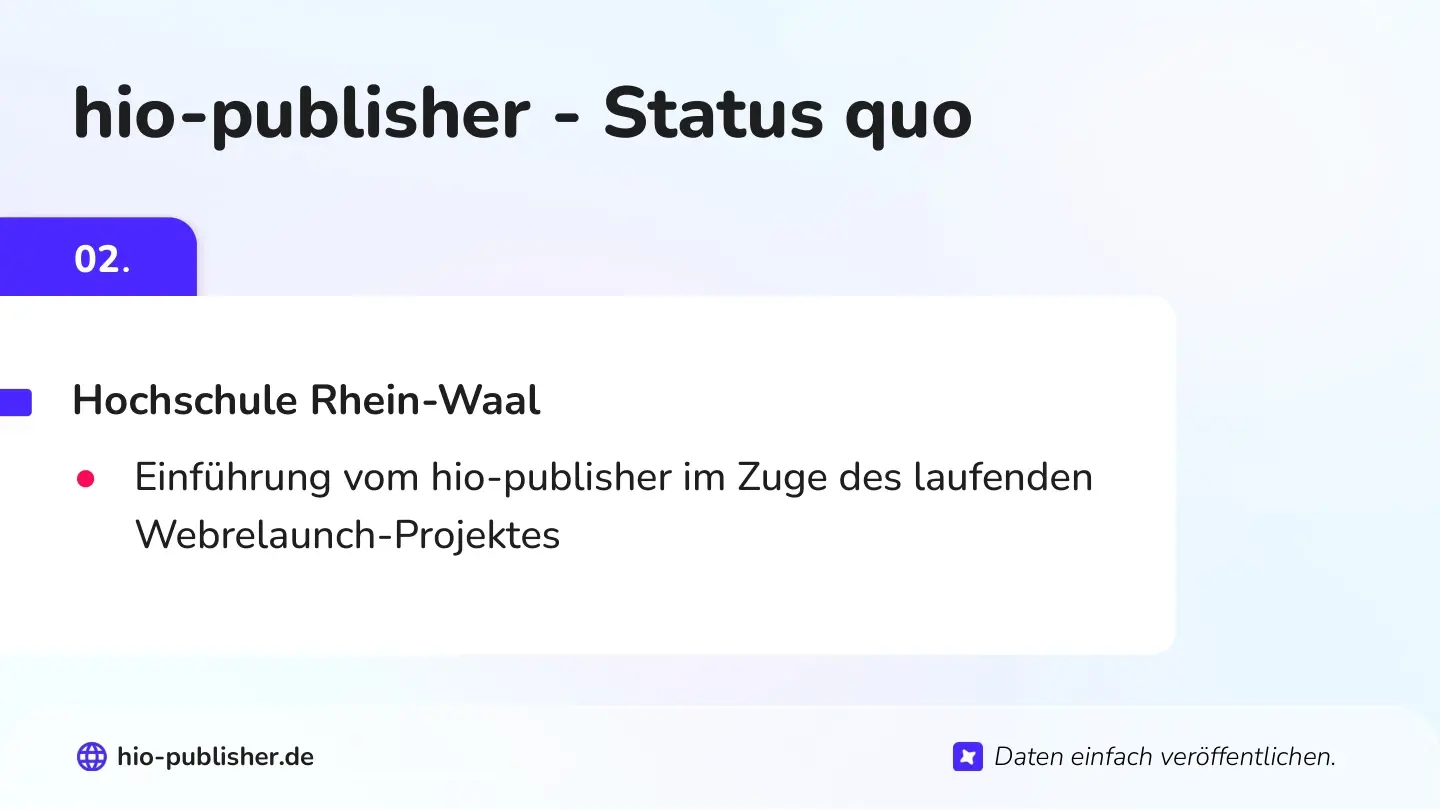 Folie 12: hio-publisher - Status quo