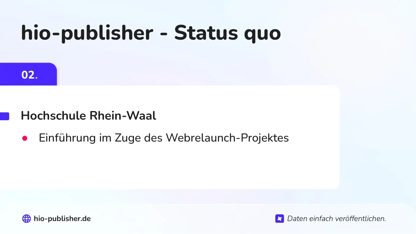 Folie 9: hio-publisher - Status quo