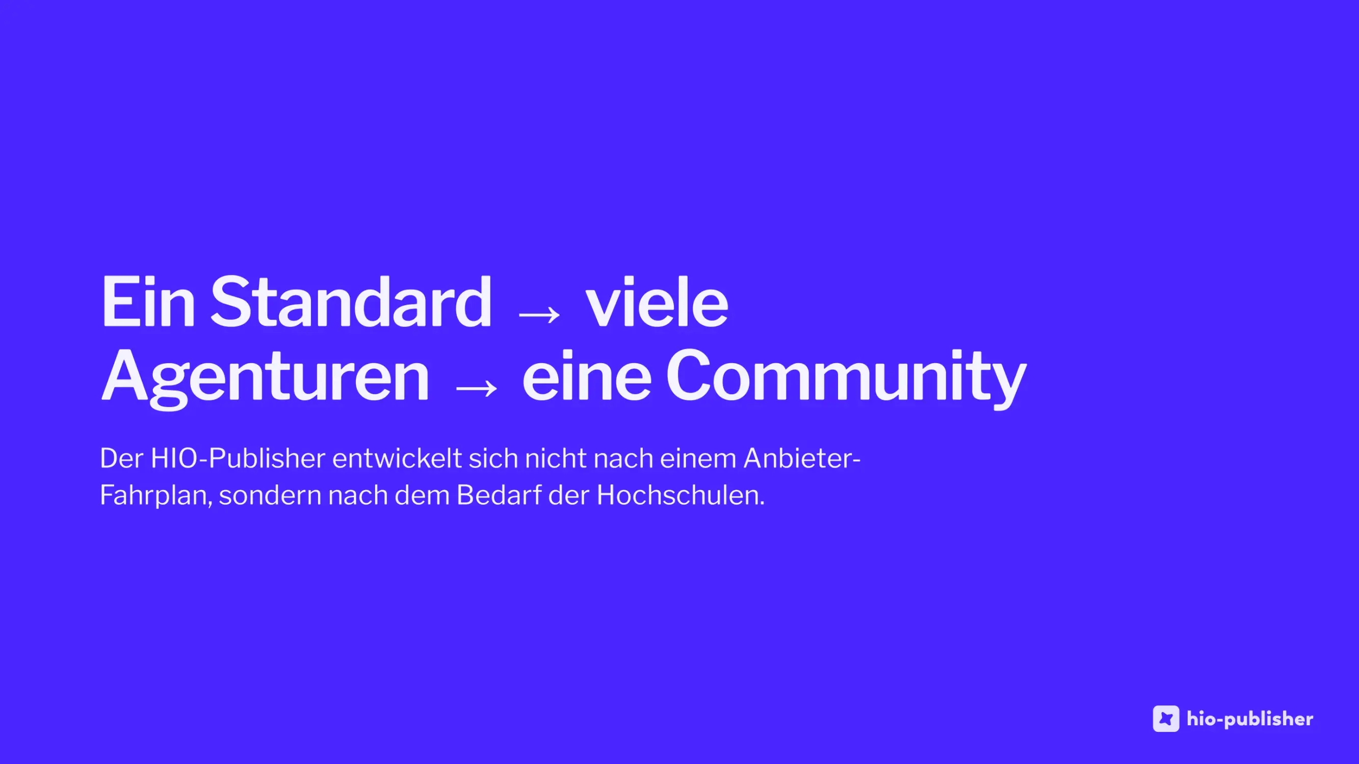 Folie 18: Ein Standard → viele Agenturen → eine Community