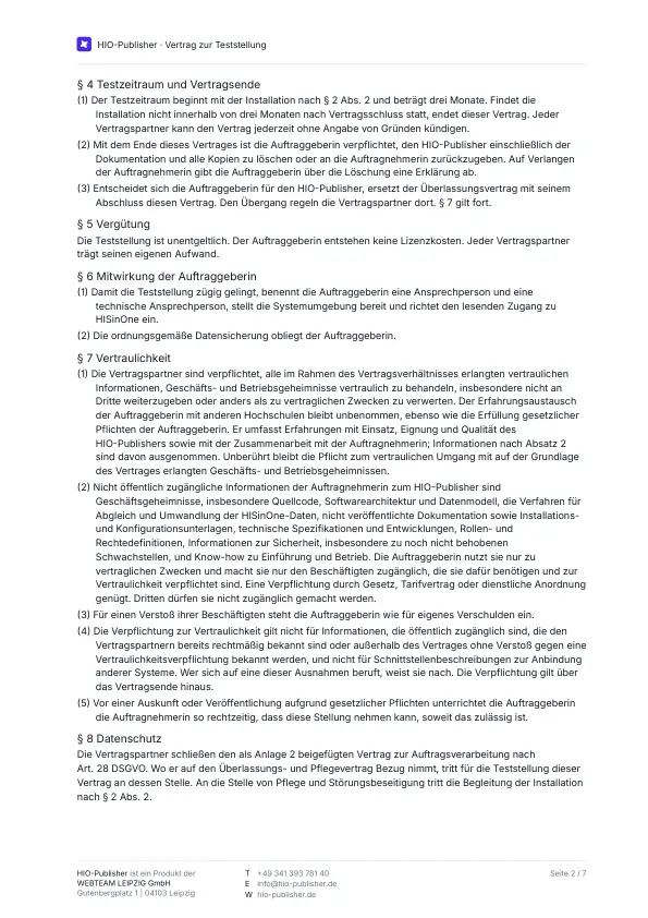 Seite 2: Teststellung. Drei Monate Testzeit, keine Kosten, was Sie beitragen, Vertraulichkeit und Datenschutz.